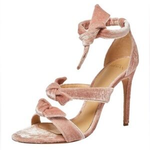 Alexandre Birman Pink Velvet Heels Size 38 Lolita knots